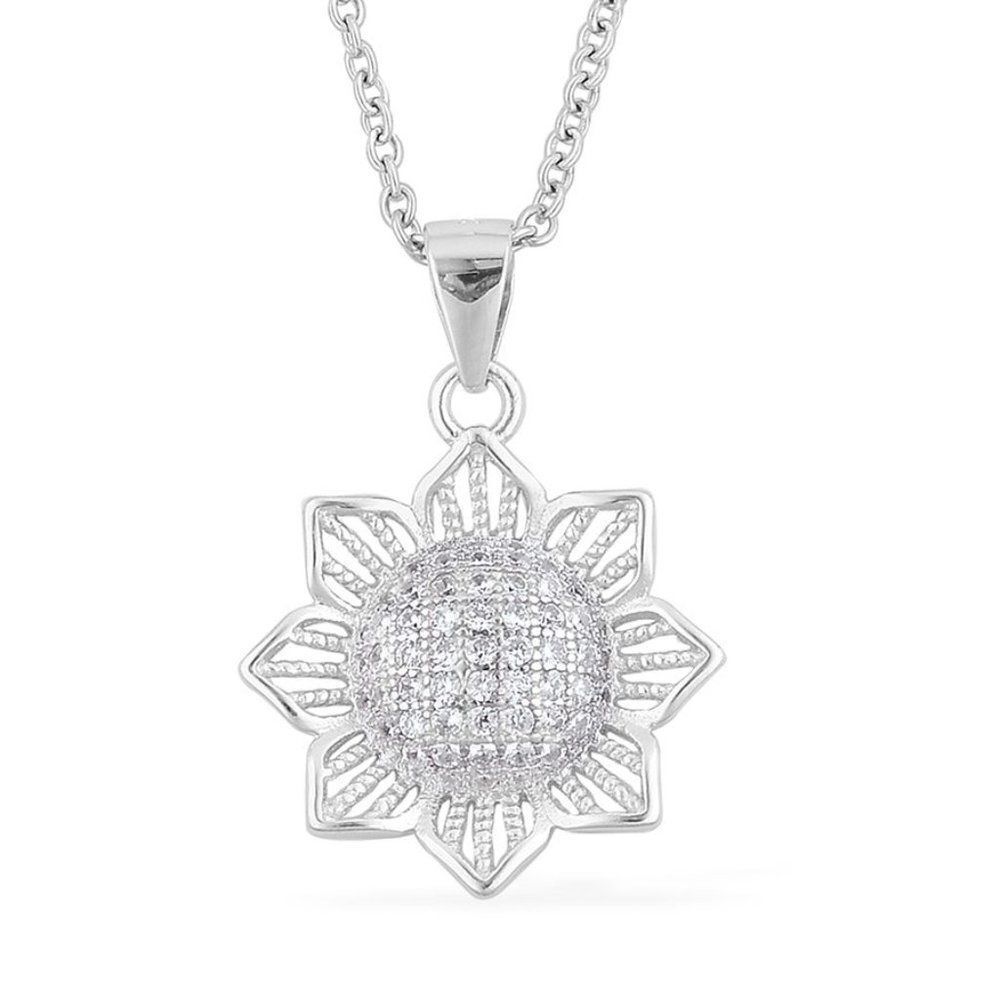 Simulated White Diamond Sterling Silver Pendant